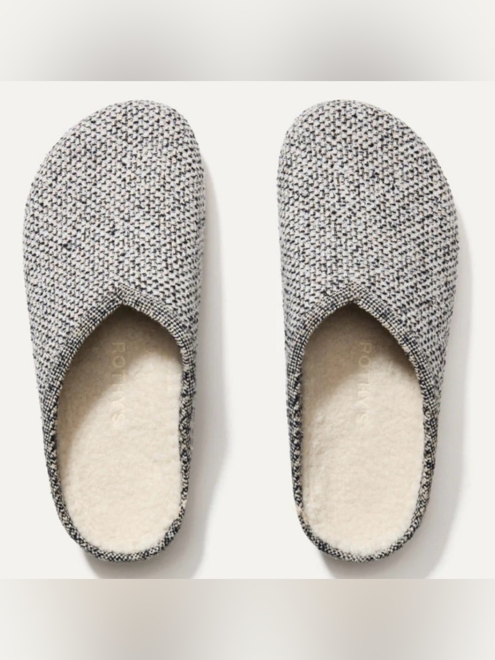 Rothys The Cozy Clog Cookies and Cream BoucléBlack White Tan Slip On Size 7